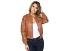 Buy Elegant & Edgy Averie Brown Bomber Leather Jacket Online In India - Marry Clothing