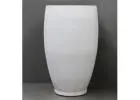 Elegant White Tall Egg Shape Planter Pot – Modern Garden Charm