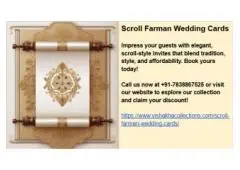 Luxurious Scroll Farman Wedding Cards – Royal Feel at Budget Price