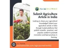 Submit Agriculture Article in India and Reach a Wider Scientific Audience