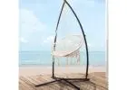Gardeon Macrame Hammock Chair with Steel Stand – Cream, 120kg Capacity