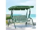 Gardeon Outdoor Swing Chair Garden Bench Furniture Canopy 3-Seater White/Green