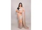 Light Beige Chanderi Saree with Elegant Chikankari Embroidery
