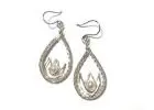 Silver teardrop freshwater Pearl Lotus Earrings