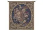 Floral Composition in Vase Dark Blue Italian Tapestry Wall Hanging