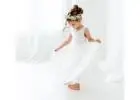 Bohemian Lace Flower Girl Dress, Rustic Boho Wedding Dress for Girls, Ivory Lace Dress